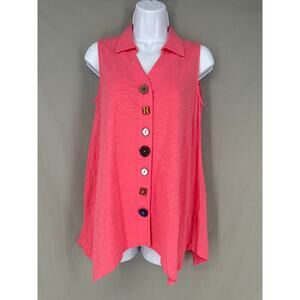 Soft Surroundings Top Women XSP Pink Button Tunic Flowy Danielle Artsy Lagenlook